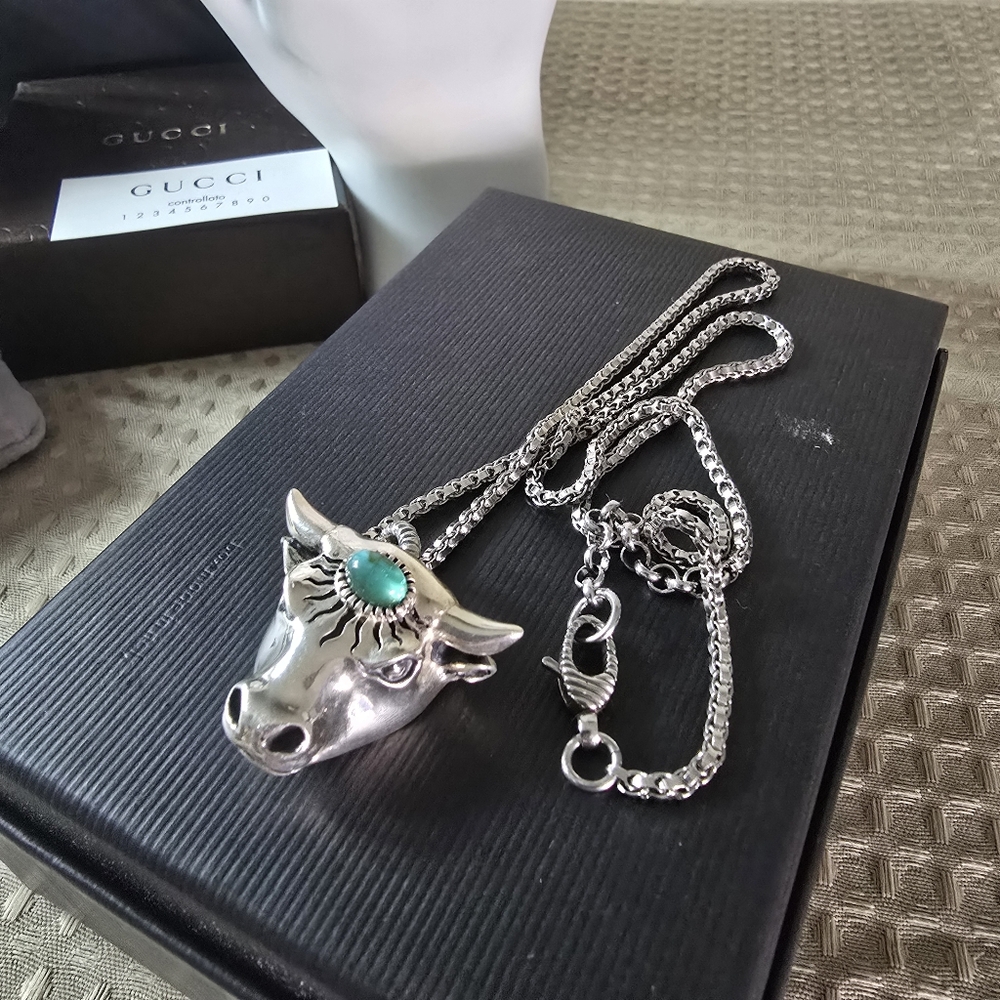 Gucci 925 Sterling Silver  Anger Forest Bull Collection Necklace